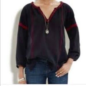 Madewell Boho black embroidered  blouse SZ S